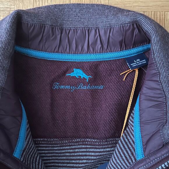 Tommy Bahama quarter zip burgundy sweater Large NWT - Picture 4 of 7